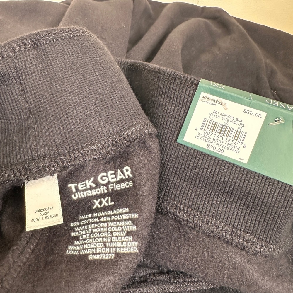 Tek Gear Ultrasoft Fleece Relaxed Mid Rise Pants Mineral Black XXL Athleisure - Picture 6 of 8